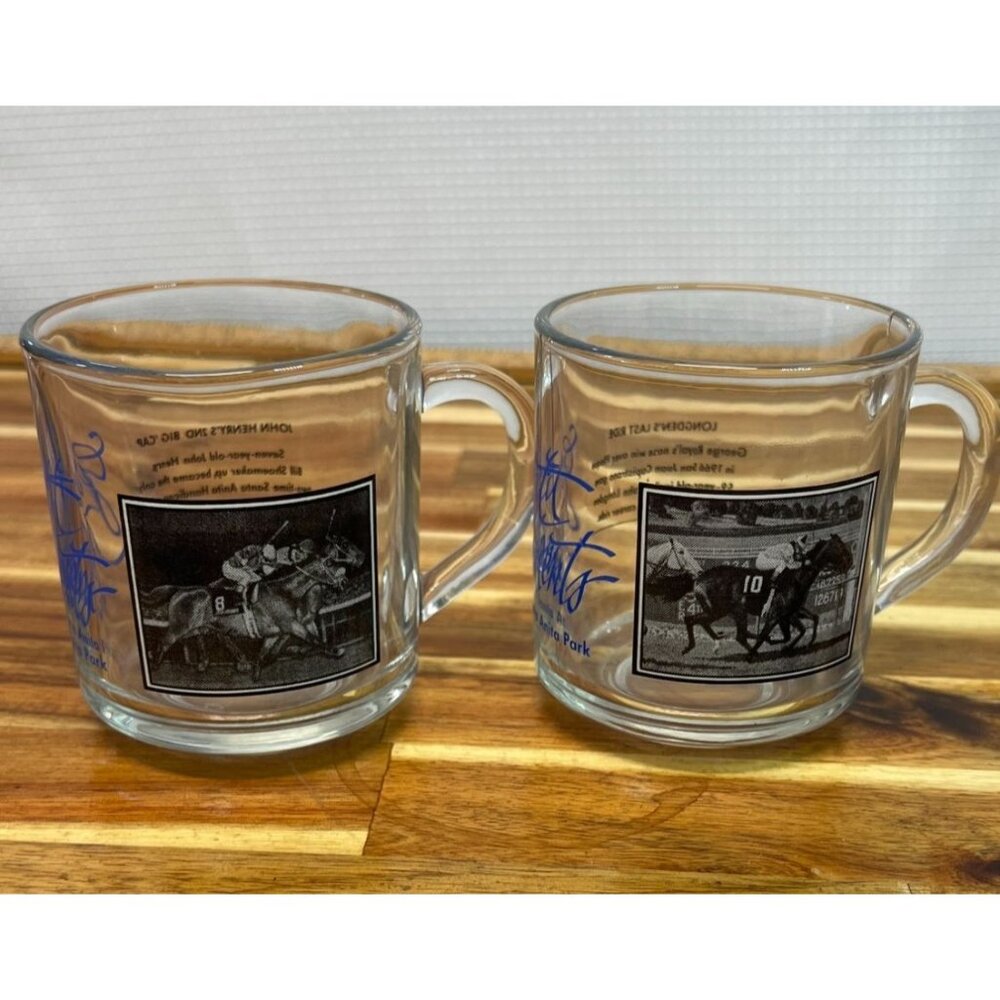 Vintage Santa Anita Racetrack memorabilia, "Great Moments"mugs (2)